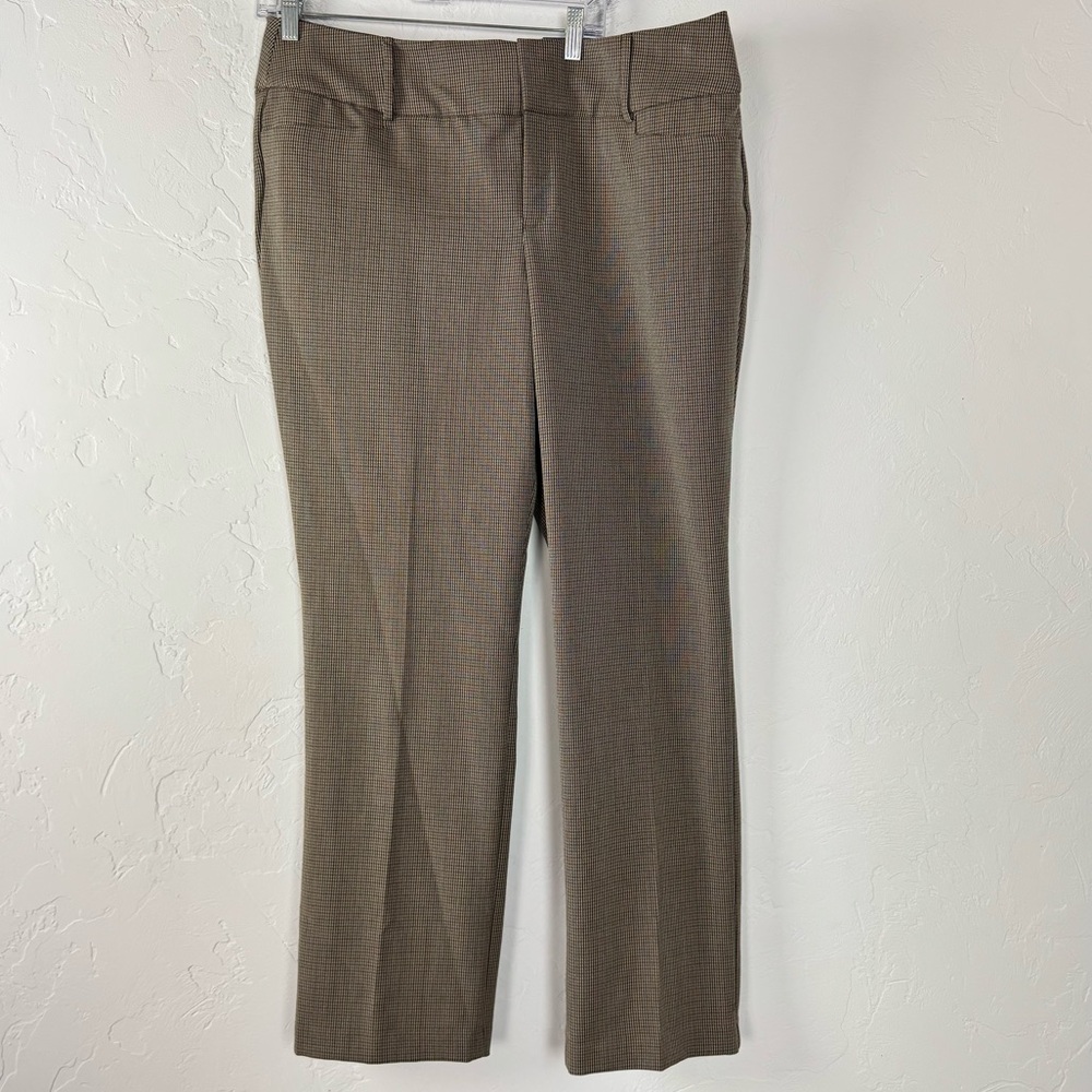 Kohls Apt 9 Dress Pants Trousers Bootcut Mid Rise Plaid Print‎ Brown Tan Career